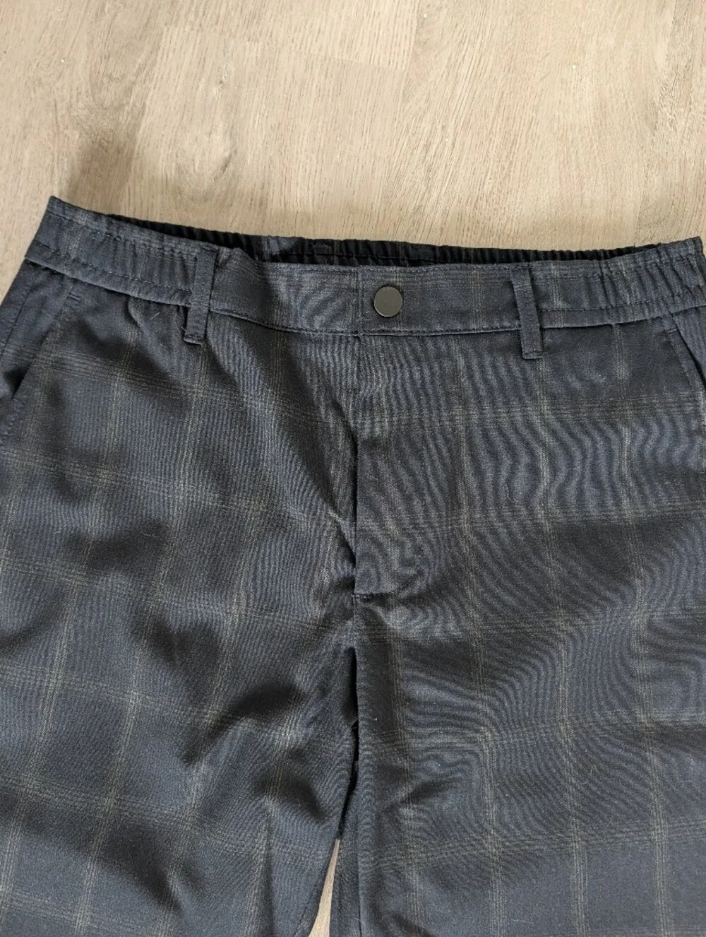 Zara Mens Black Windowpane Plaid Trousers Size M Tailored Slim Fit Office Preppy
